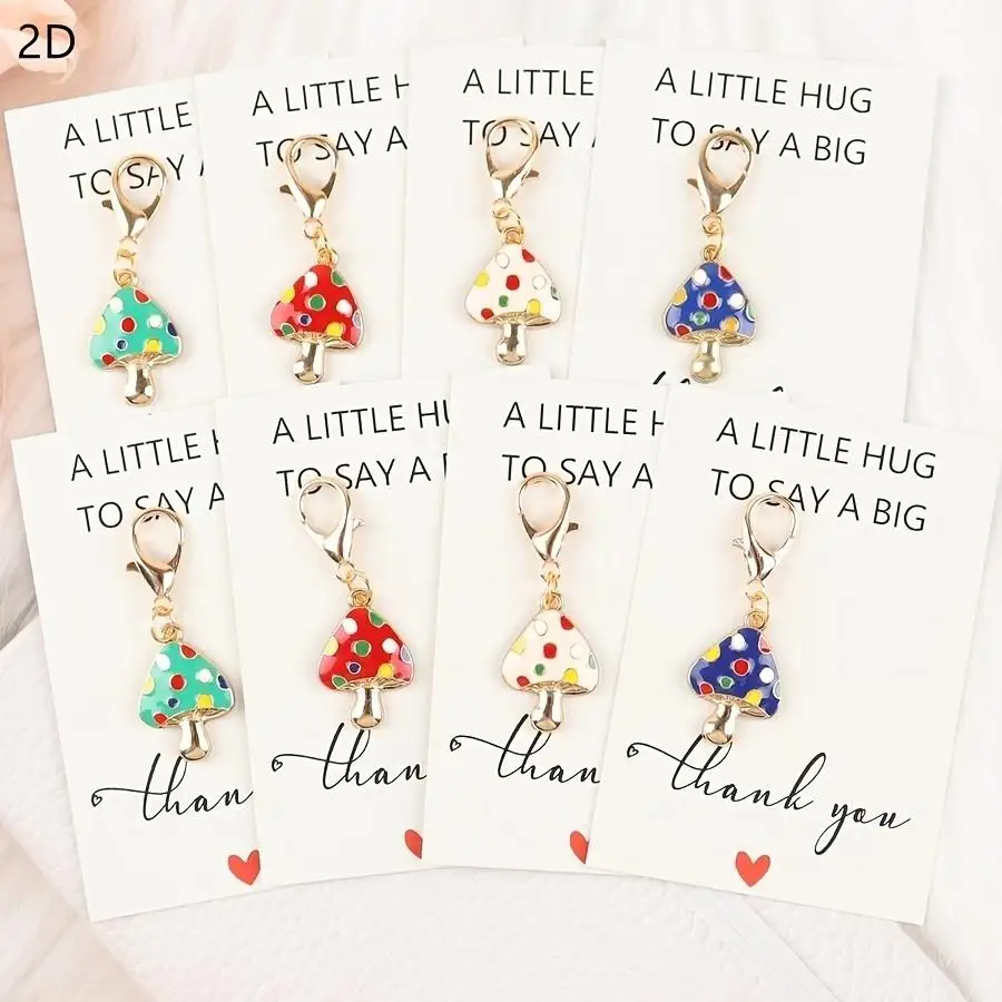 1/5/10/20/50/100pcs Colorful Mushroom Keychain with Pocket Hug Card, Perfect Gift for Teachers, Friends, Family, Best Gift for B