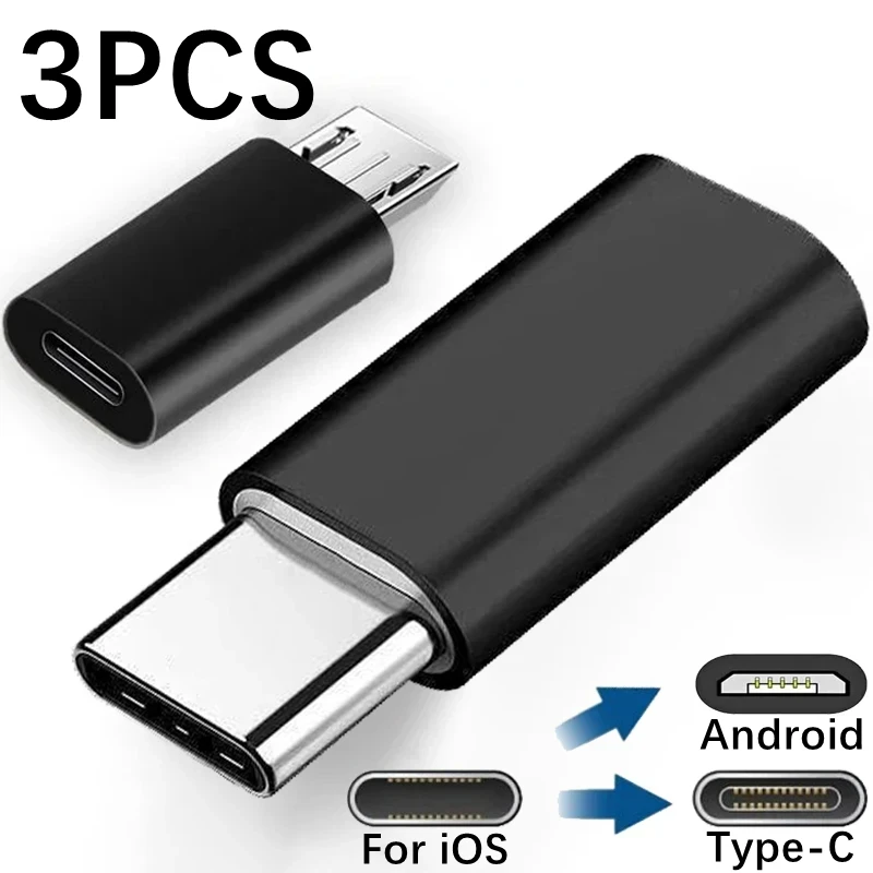 For iOS Lighting Female to Type C Micro USB Male Charging OTG Converter Adapter for iPhone to Samsung Mi Huawei Android Phone