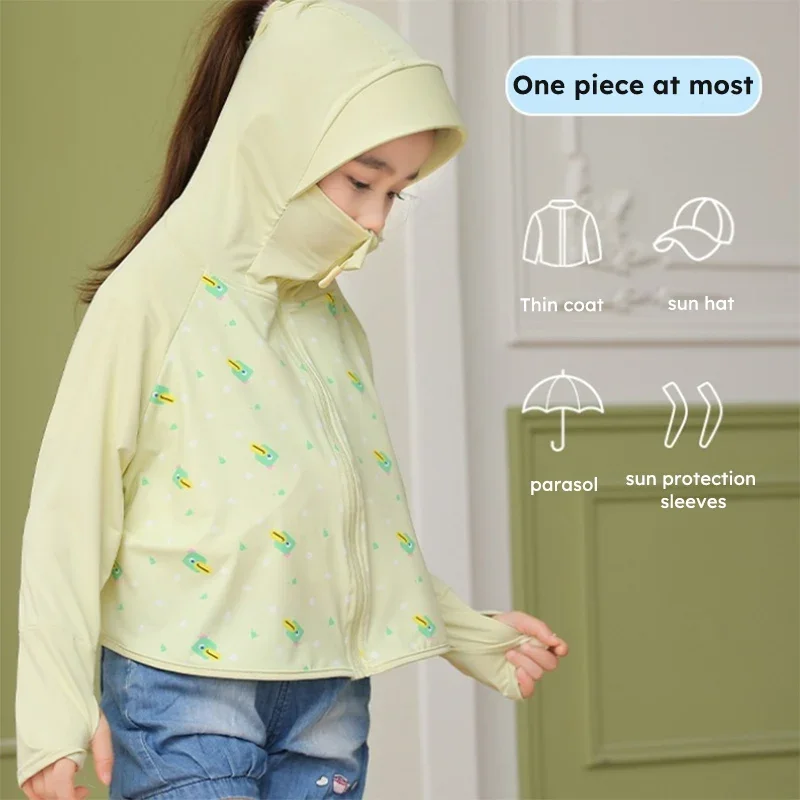 Girls Coat Floral Print Thin Breathable Spring Summer Sun Protection Ice Silk Coolness Children Clothing Outwear Jackets