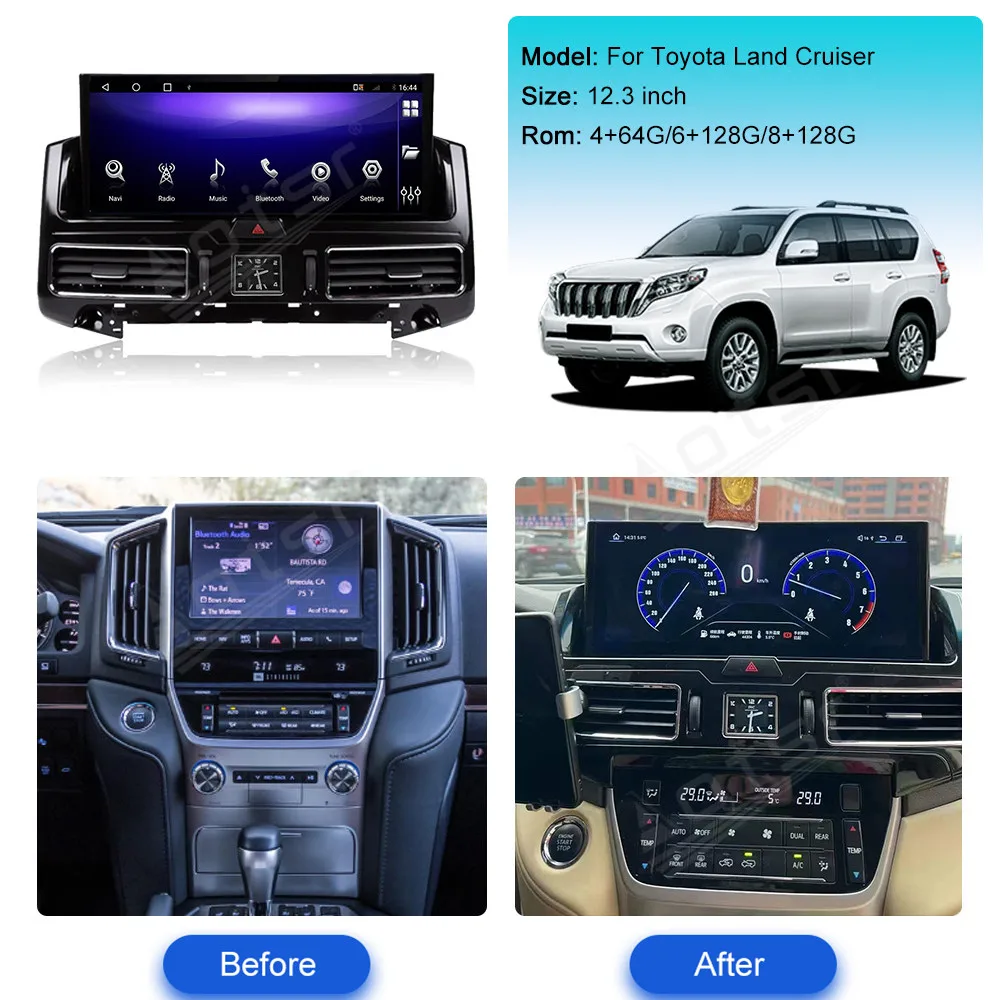 12.3''Navigation 8 core Carplay For Toyata Land Cruiser LC200 2008-2020 VX GX VXS 5700 Multimedia Player Android12 Auto GPS Navi