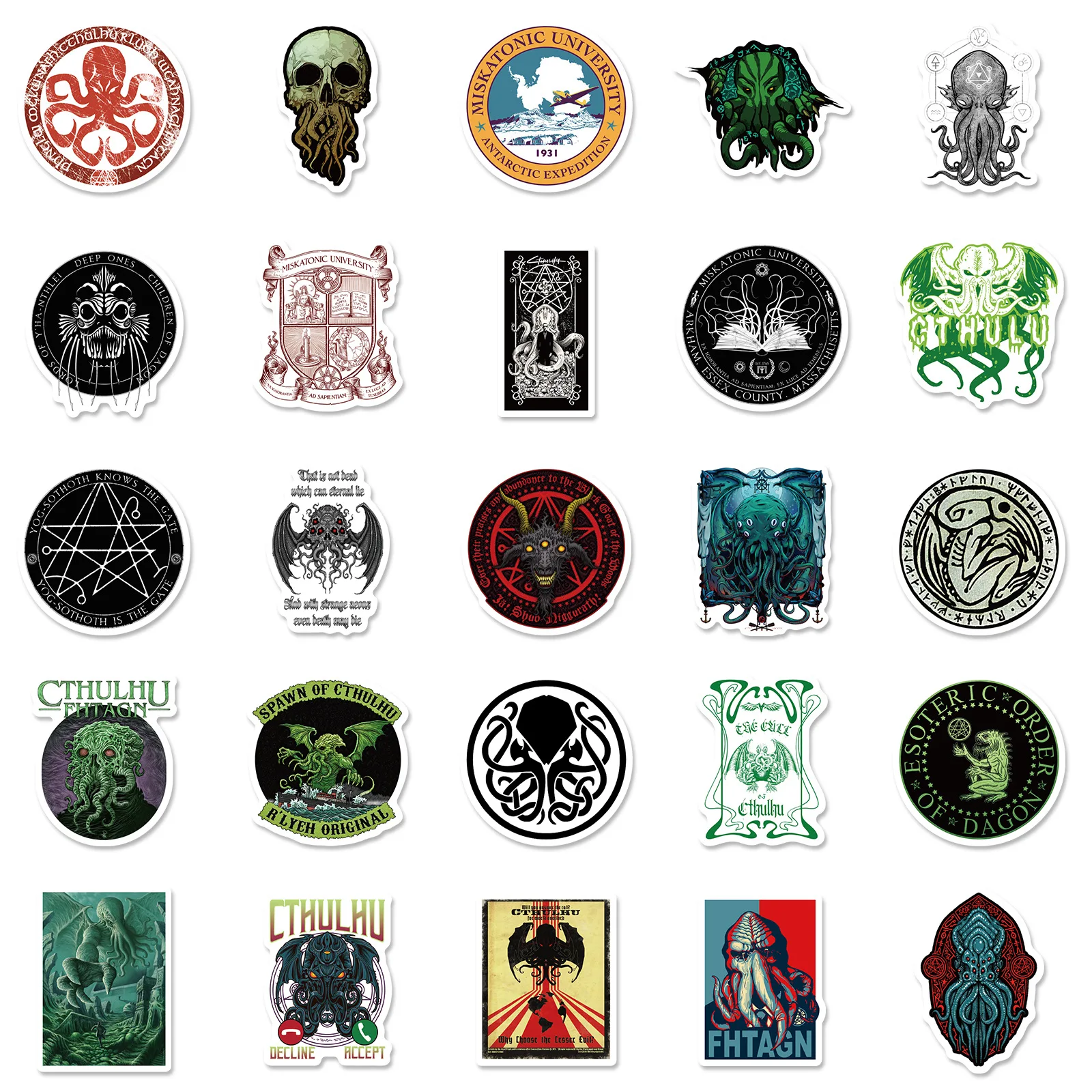 50pcs Cthulhu Stickers Skull Horror Terro Series Suitcase Mobile Phone Waterproof Stickers
