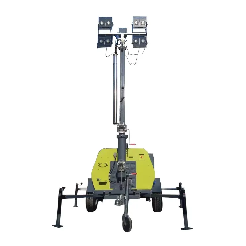 Customized Mobile Portable Telescopic Mobile Light Towers 9m Solar Trailer Generator diesel Lighthouse 4*400W LED