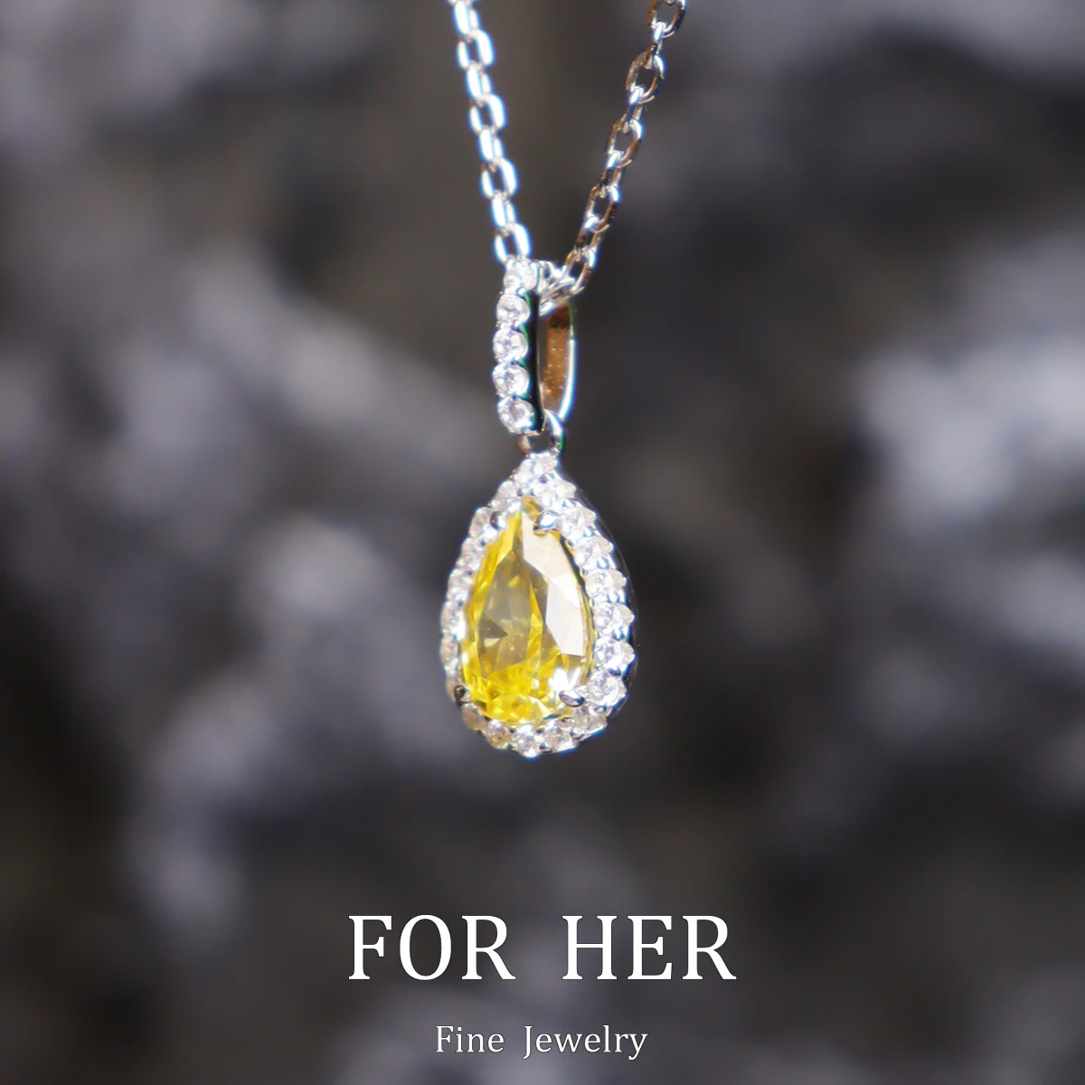 ForHer Pear Cut 100% 925 Sterling Silver High Carbon Yellow Diamond Pendant Necklace For Women Sparkling Party Fine Jewelry Gift