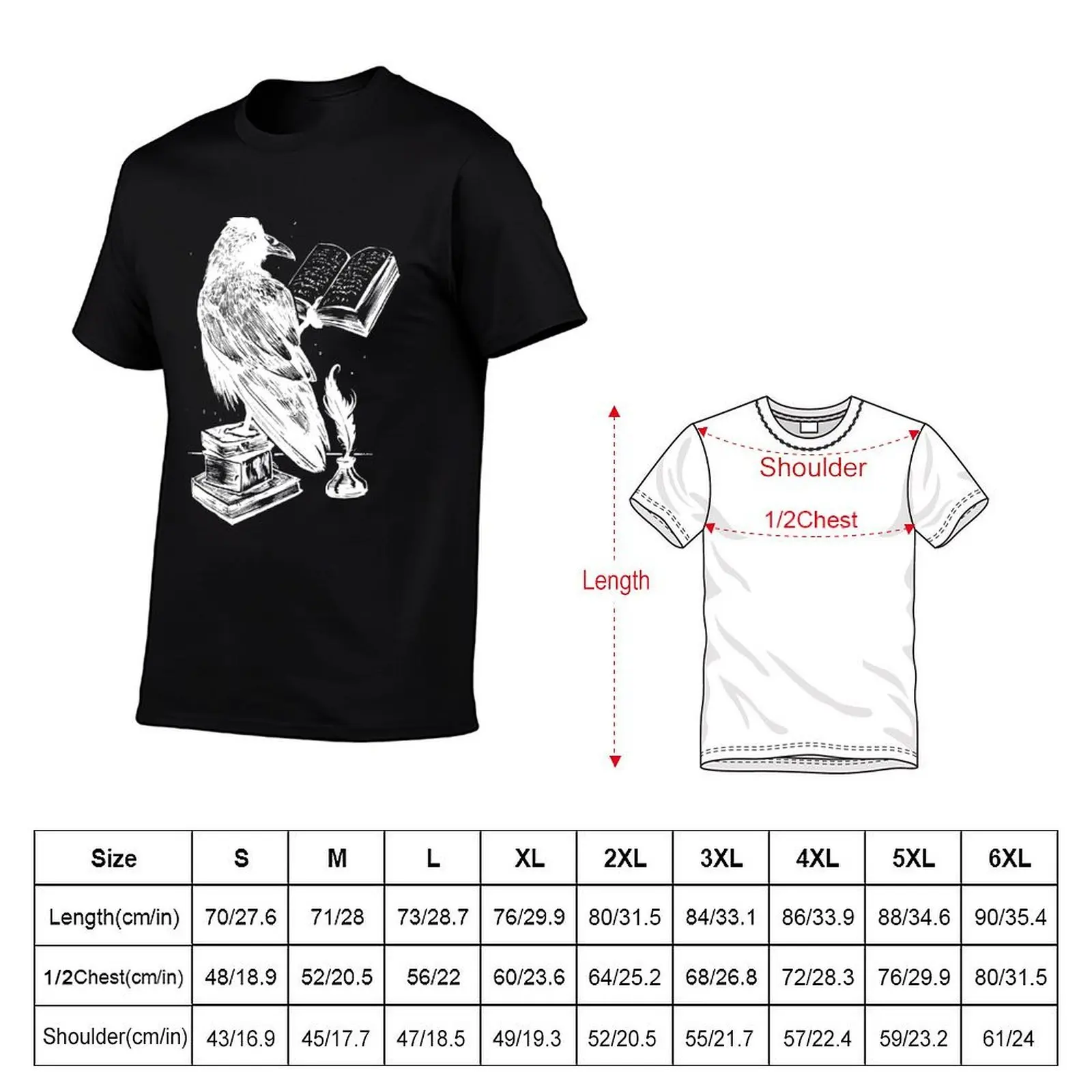 Raven reads a book T-Shirt customizeds customs design your own Men's cotton t-shirt