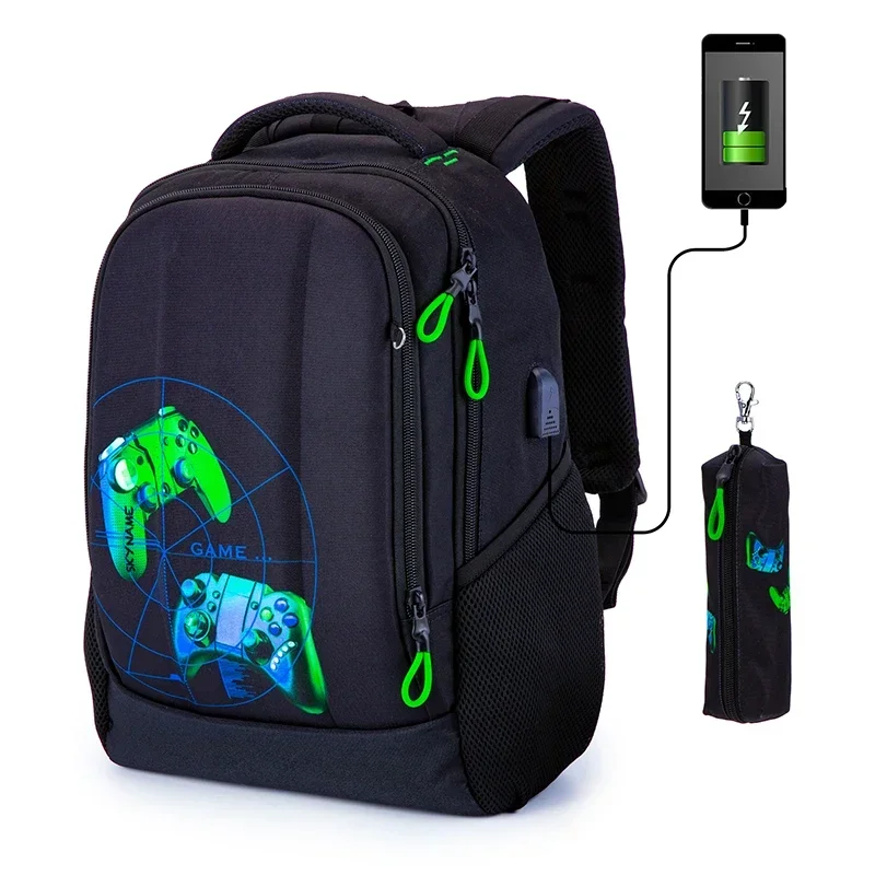 High Quality Skyname School Bag for Boys 3D Orthopedic Waterproof Backpacks Kids USB Charging Multifunctional Bookbag Mochilas