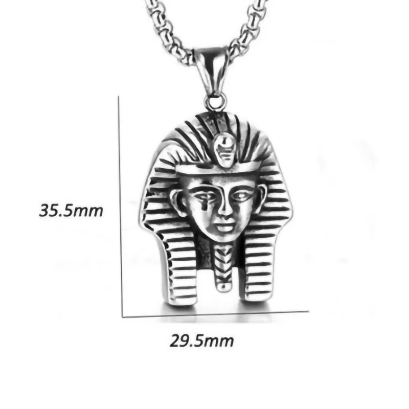 Personality Retro Titanium Steel Men Women Pendant Necklace Egyptian Pharaon Sphinx Pendant Necklace Trendy Creative Jewelry