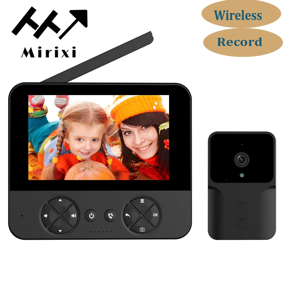 Mirixi Smart Video-Türsprechanlage, Türklingel mit Kamera, Heimsprechanlage, 2,4 G, kabellos, 4,3-Zoll-IPS-Bildschirm, Zwei-Wege-visuelle Sprechaufzeichnung