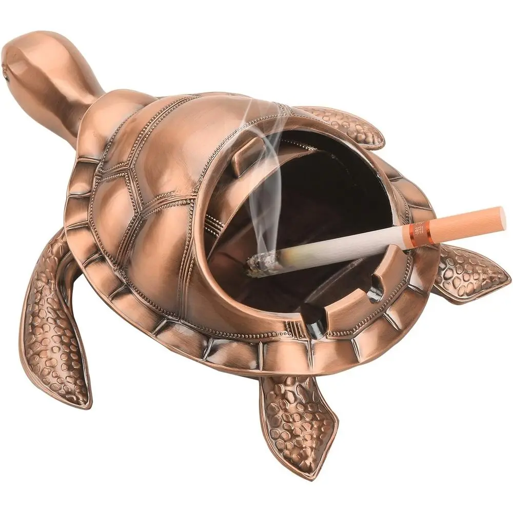 

Портативная металлическая пепельница с крышкой, красная медь, для использования в помещении/на улице, с функцией устранения запахов, для курильщиков, декор для дома или офиса