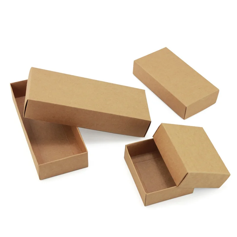 

100Pcs/Lot Blank Cardboard Box With Lid Kraft Paper Carton Box Large Gift Box Packaging Wholesale