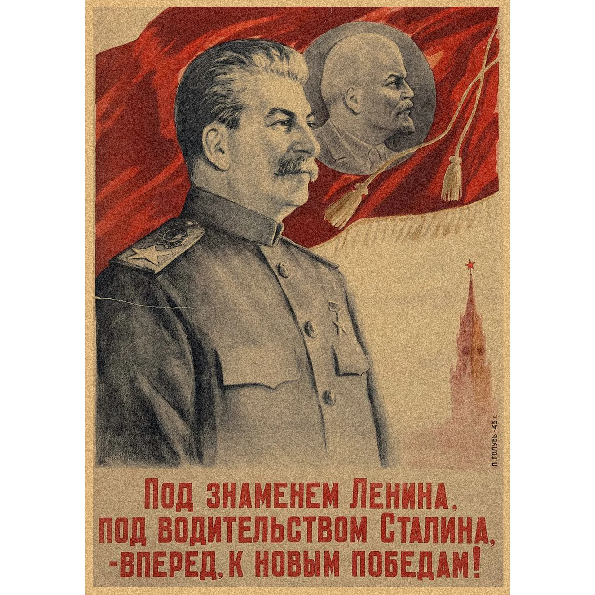 USSR CCCP Russian Stalin Portrait Poster Prints Vintage Home Room Art Wall Decoration Soviet Retro Painting