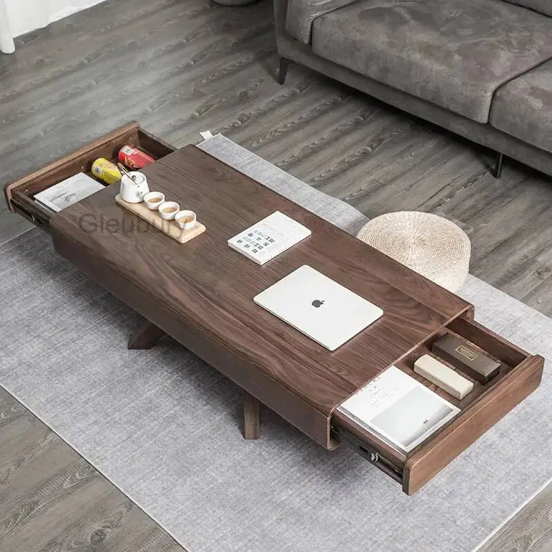 

Скандинавский роскошный журнальный столик из дерева с прозрачной столешницей, низкий напольный кофейный столик, современный минималистичный журнальный столик для гостиной, мебель