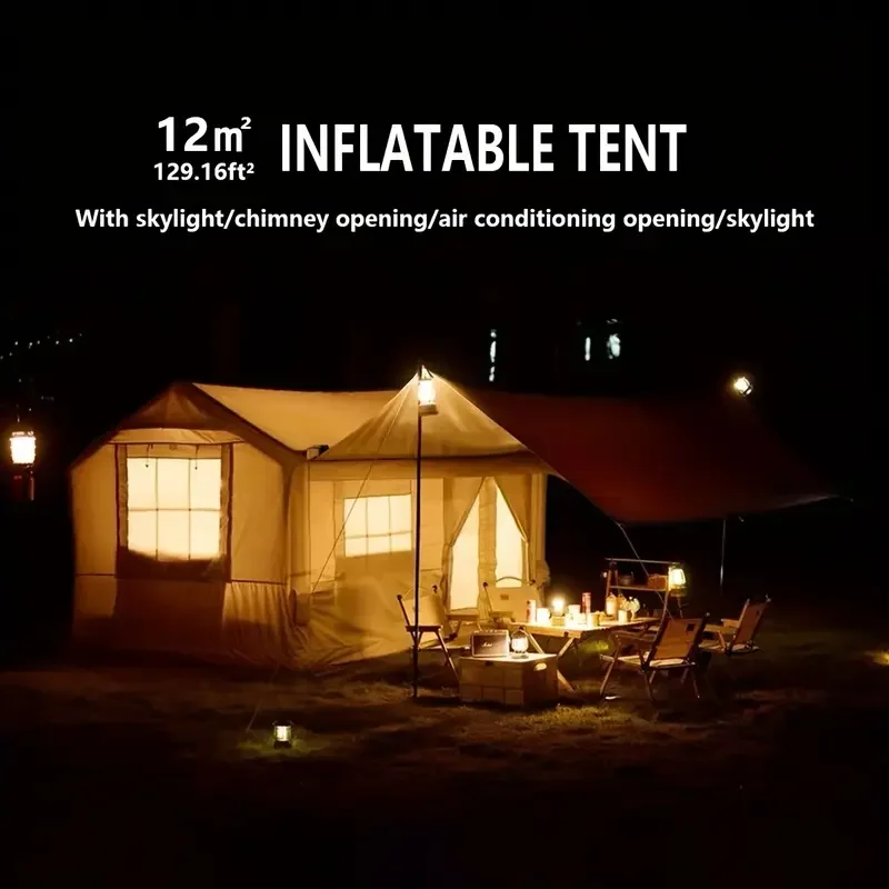Надувные палатки на квадратных футах 129,16 с дымоходом, быстрая установка, водонепроницаемая воздушная палатка для кемпинга для взрослых