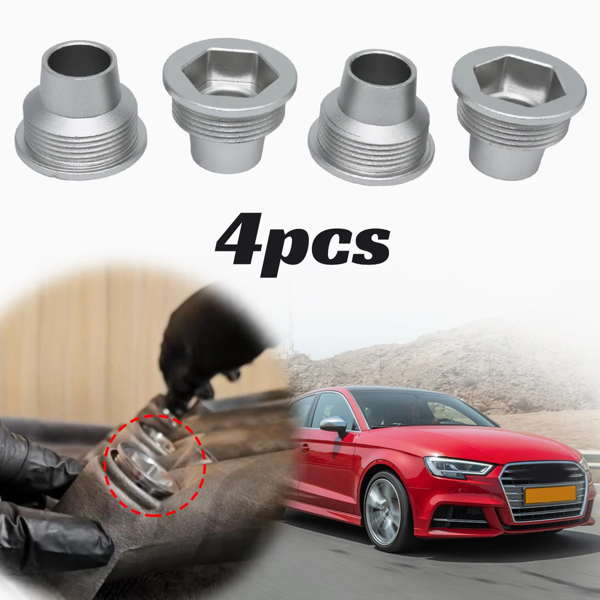 

Fuel Injector Insert Set of 4 For Audi TT 1G A4 B6 B7 S3 8L Upgrade Aluminum Cup Seat 1.8T Small Port Heads Replacement Parts