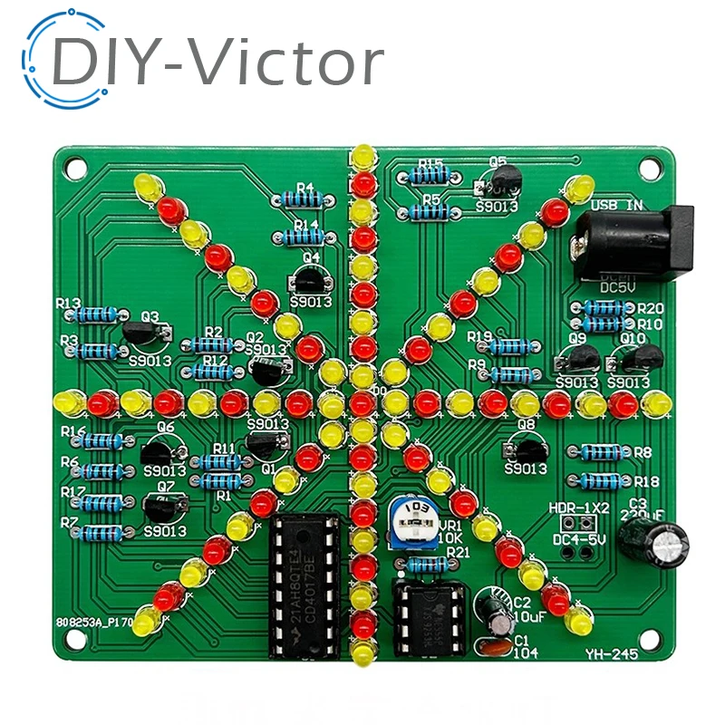 Fireworks red yellow Double Color Flashing Lights DIY Kit Strobe NE555 + CD4017 Electronic Practice Learning Kits Suite Parts