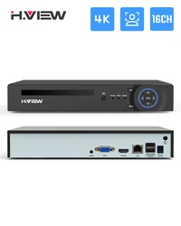 H.VIEW 4K 8MP Onvif 2.4 NVR 10CH 16CH Face Detect CCTV Network Video Recorder For Security IP Camera XMEye P2P Cloud 24/7 Record