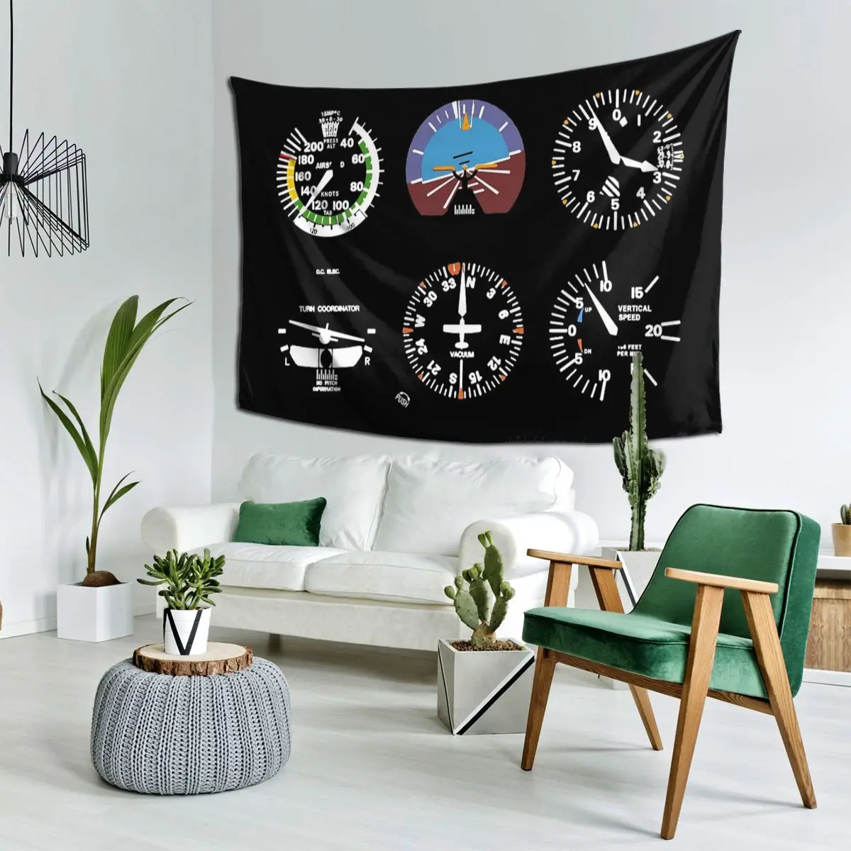 Cockpit Six Dials Flight Simulator Pilot Tapestry Art Wall Hanging Aesthetic Home Decoration Tapestries for Living Room Bedroom