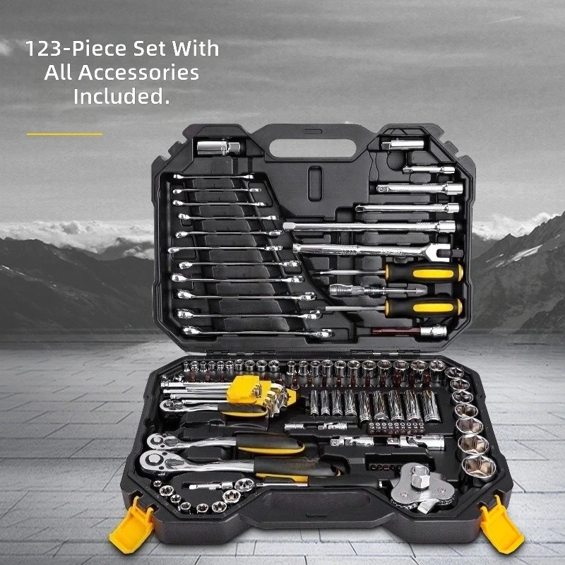 Auto maintenance tool set sleeve ratchet wrench combination set 123 pieces