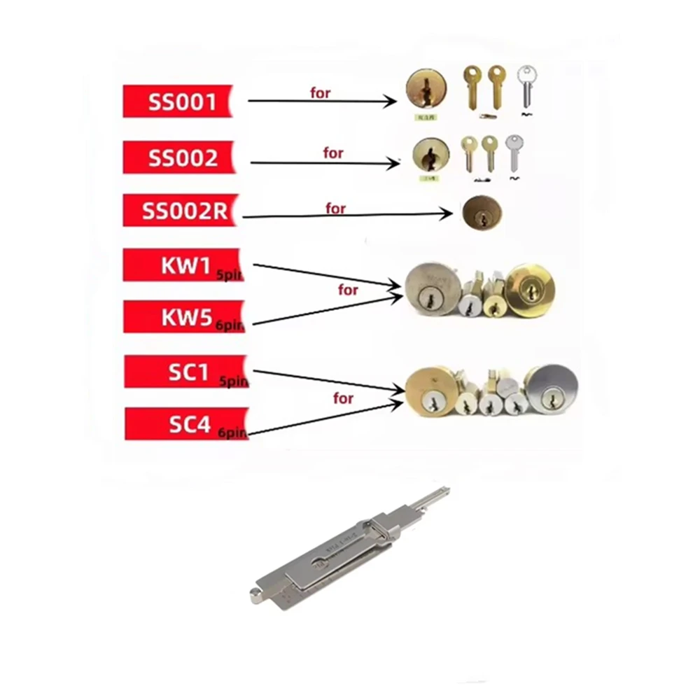 

2 In 1 SC1 KW5 SC4 KW1 SS002 SS001 2IN1 Lock Key Precision Hook and Pick Set O-Ring Pick-up Kits Maintenance Repair Tool
