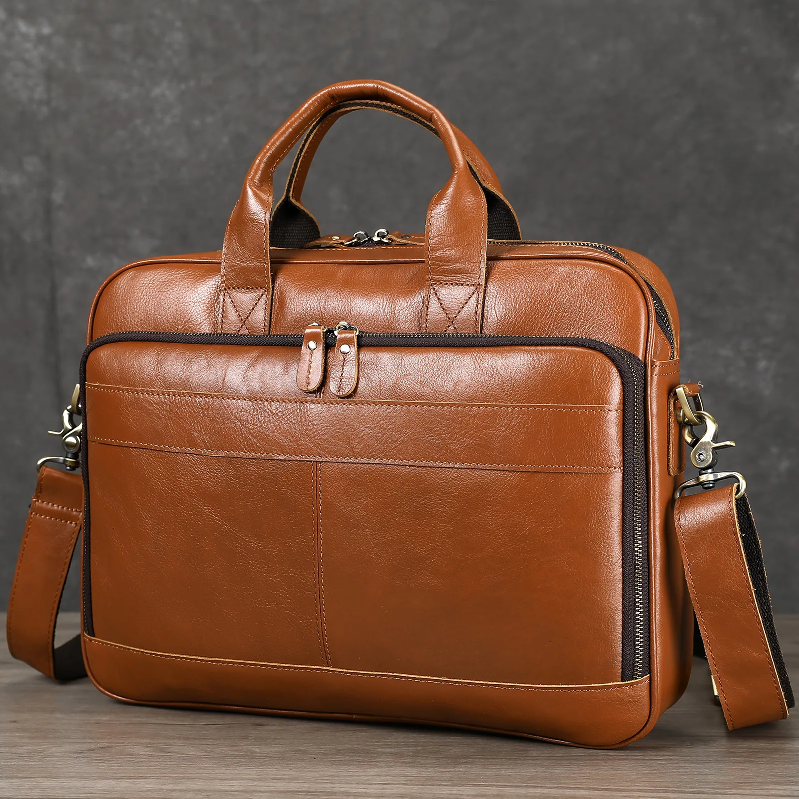 كريزي هورس حقيبة كتف واحدة متعددة الوظائف من جلد البقر حقيبة يد من الجلد الطبيعي للأعمال والكمبيوتر المحمول حقيبة كروسبودي لـ #4