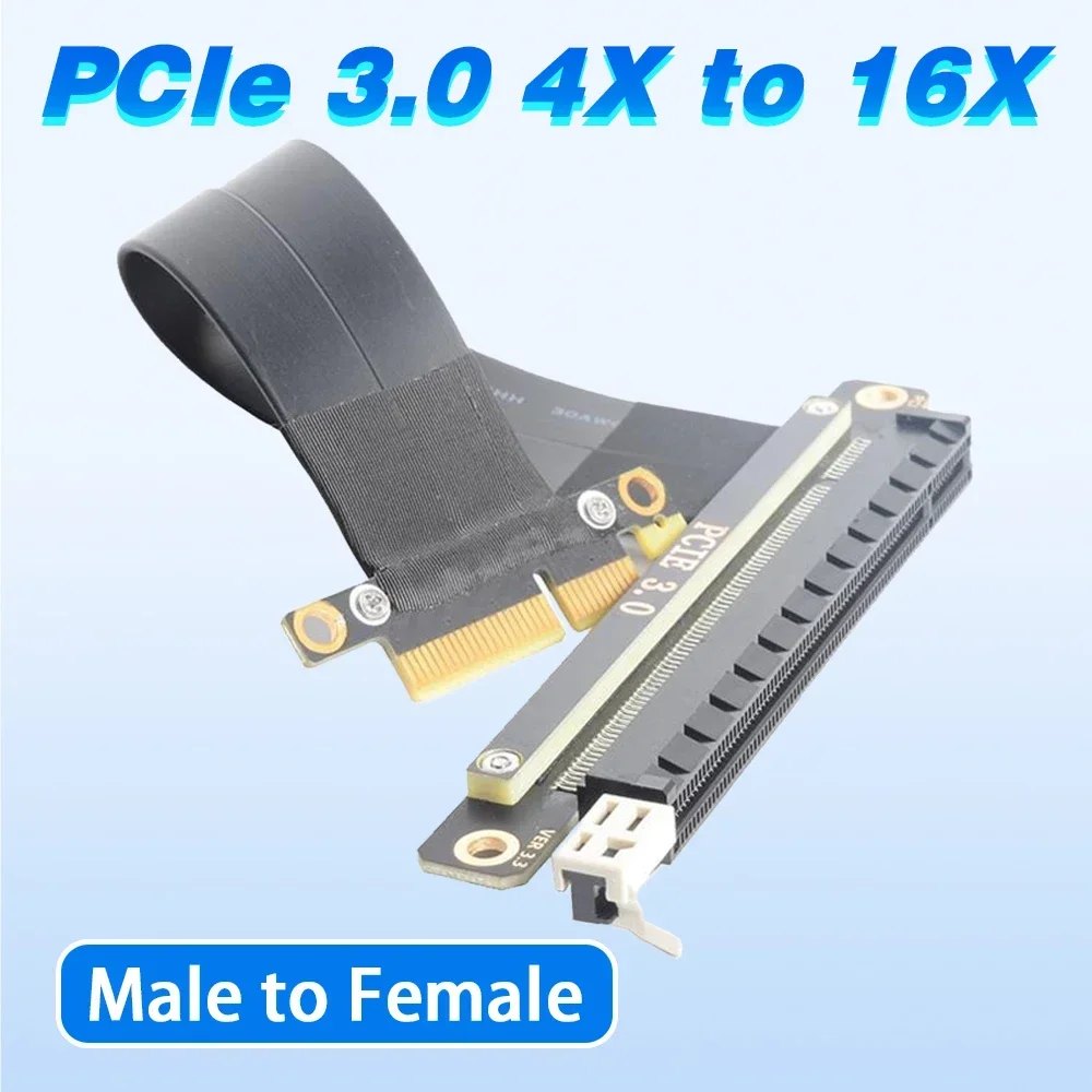 Brand New PCIe 3.0 x4 to x16 Riser Cable Male to Female Adapter for Graphics Cards Extension Gen3 Full Speed with 4Pin SATA Cord