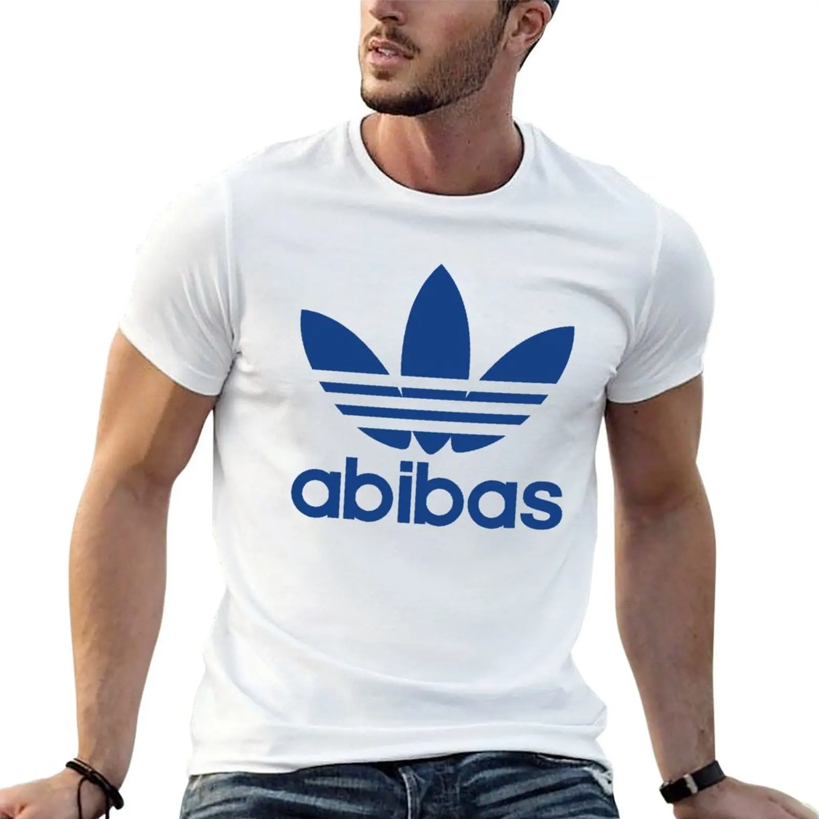 

Забавная коллекция логотипов Abibas, темно-синяя футболка, мужская роскошная футболка, мужская футболка из 100% хлопка, футболка люксового бренда