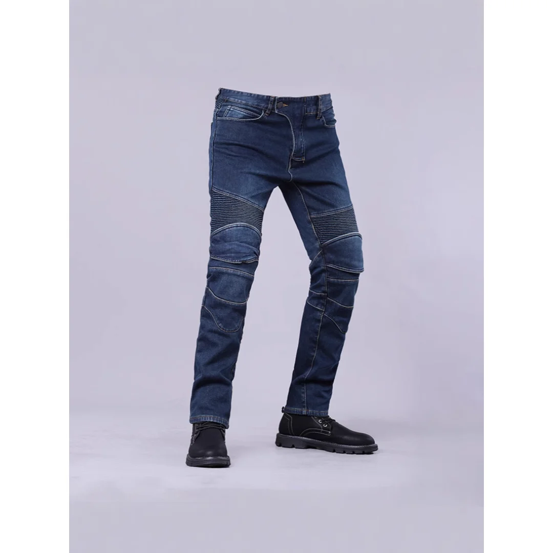 

New Double Zipper Metal Style Motocross Moto Trousers Men For Woman Outdoor Riding Jeans With Protective Gear Motorcycle Pants