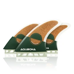 Surf Fins for Surfing, Single or Dual Tab II, AM2 Size, Tri-Fin Set, Fiberglass, with Fin Key Screw