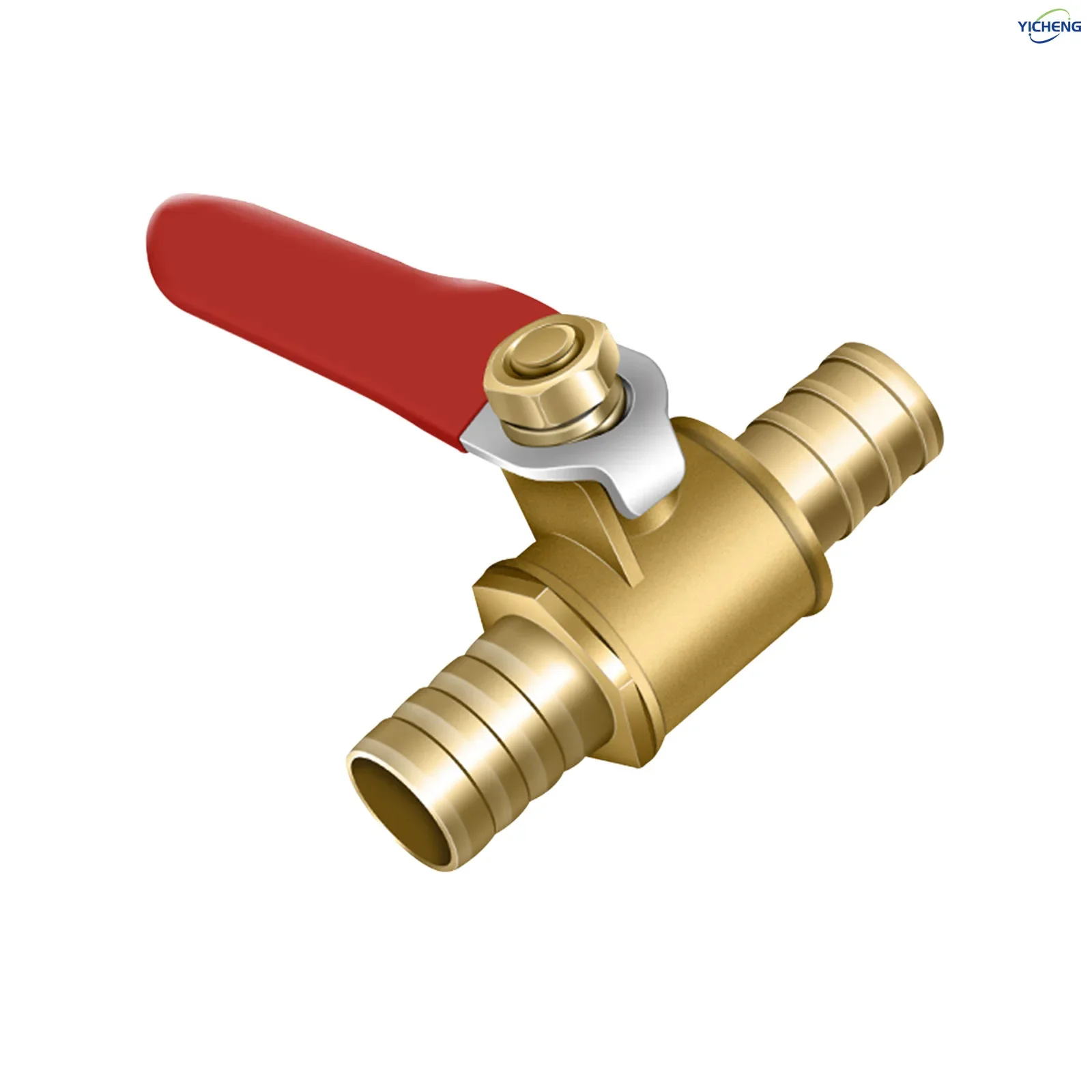 YICHENG PNEUMATIC Brass Red handle ball valve Two Way OD 6mm-12mm(Pack of 5)hose clamp(Pack of 10)Can discharge liquids and gase