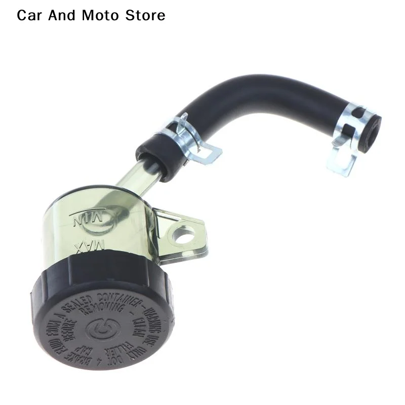 Universal Motorcycle Round Brake Fluid Reservoir Transparent Oil Cup With Rubber Hose For Retro Disc Brake Master Cylinder Refit