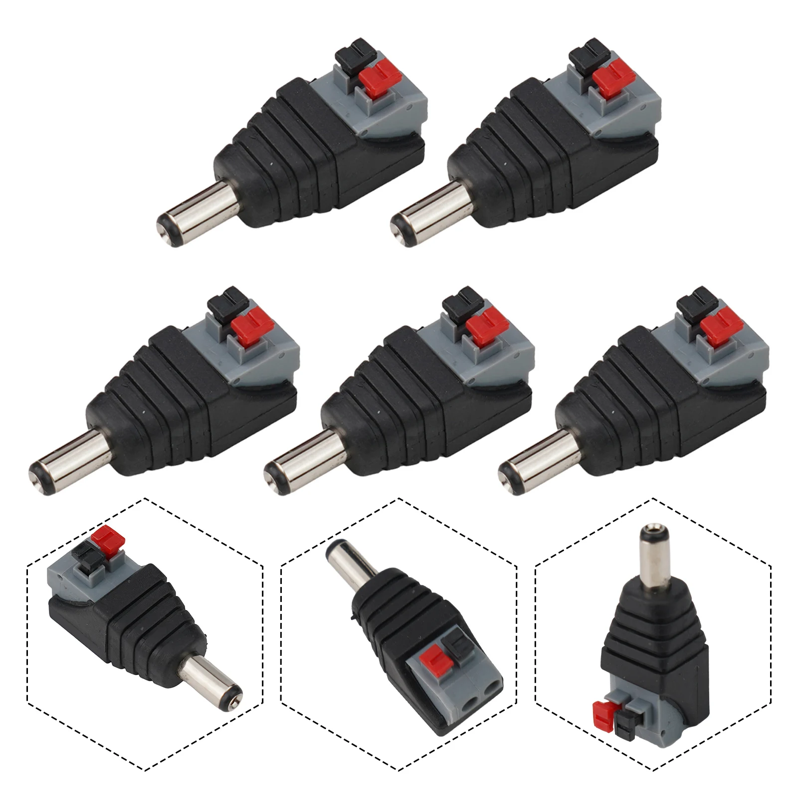 5 5x2 1mm DC Power Connector for LED and Security Applications Sturdy Press Connection with High Power Transmission