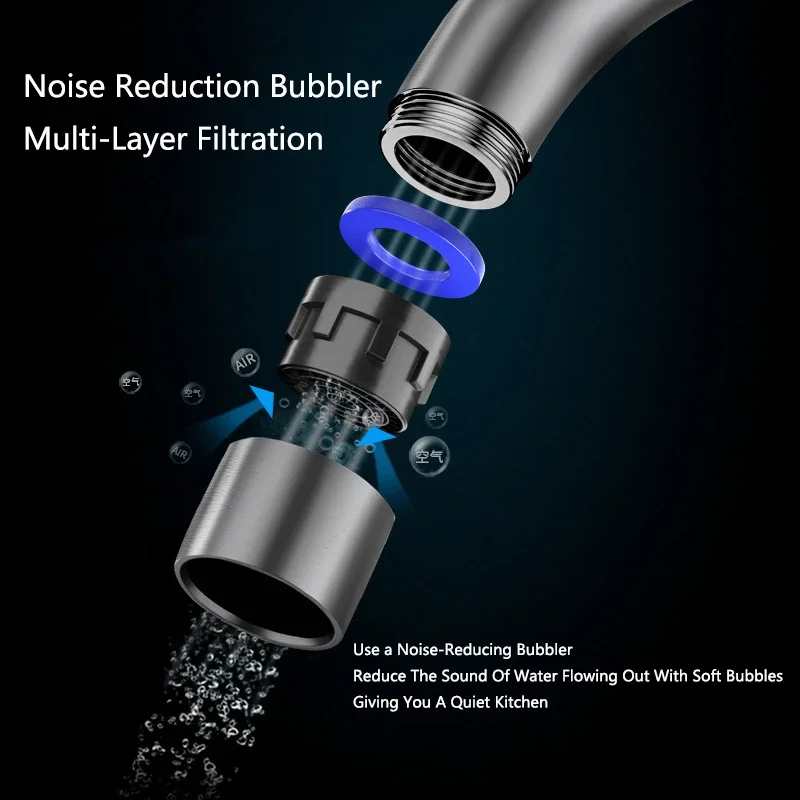 Gray Pull Out Kitchen Faucet Deck Mounted Flexible Hot And Cold Water Kitchen Sink Mixer Tap With Stream Shower Modes