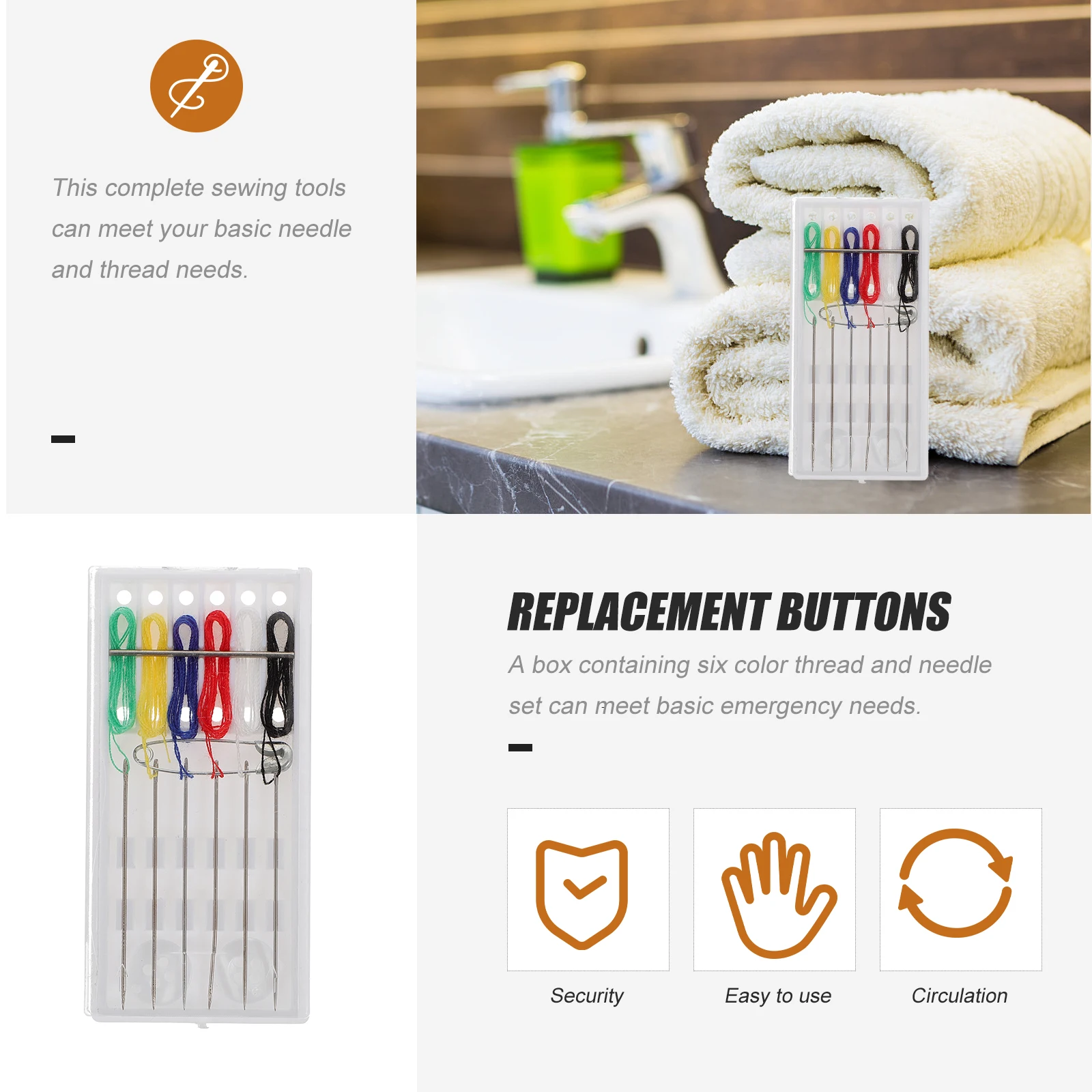 

Sewing Needles Disposable Colored Threads Lightweight Portable Durable Tools For Travel Home Diy Replacement Buttons