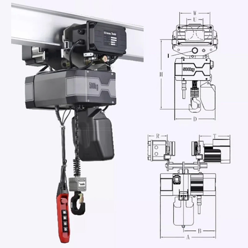 Silent 220V Electric Chain Hoist; 0.5-1 Ton Low-Headroom Chain Hoist; 380V Electric Chain Hoist; Fixed Electric Lift(Customized)