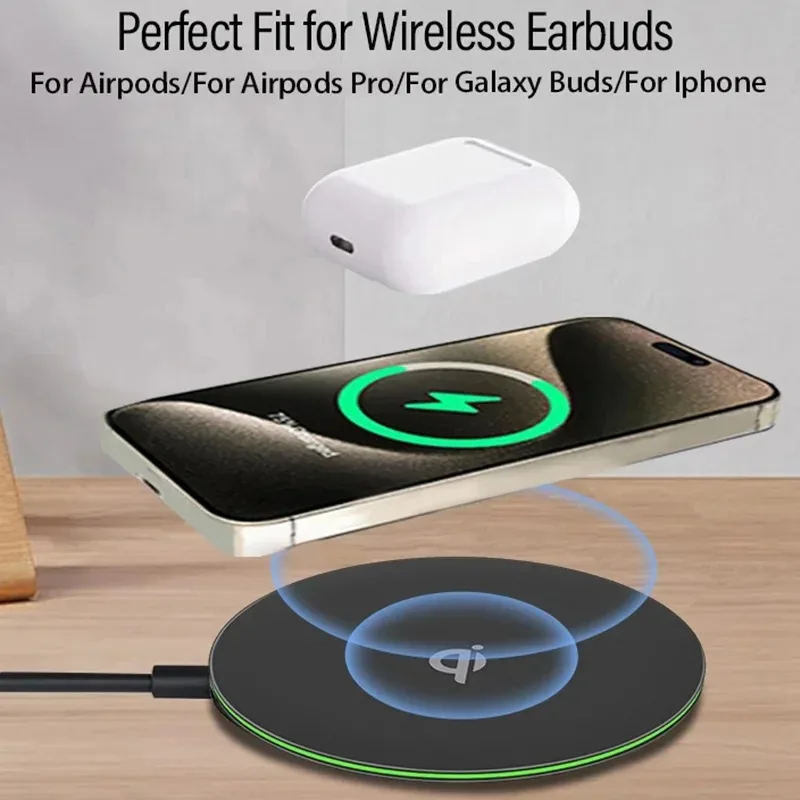 

Ultrathin Desktop Qi Fast Wireless Charger Station Stand For iPhone 17~12 Pro Max Samsung Xiaomi AirPods Pro Quick Charging Pad