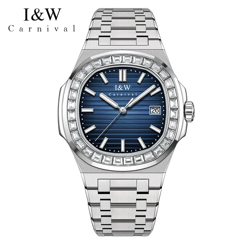كرنفال العلامة التجارية IW الراقية سلسلة المستوردة حركة ساعة ميكانيكية للرجال 50 متر مقاوم للماء تاريخ الياقوت الساعات الفاخرة رجالي #2