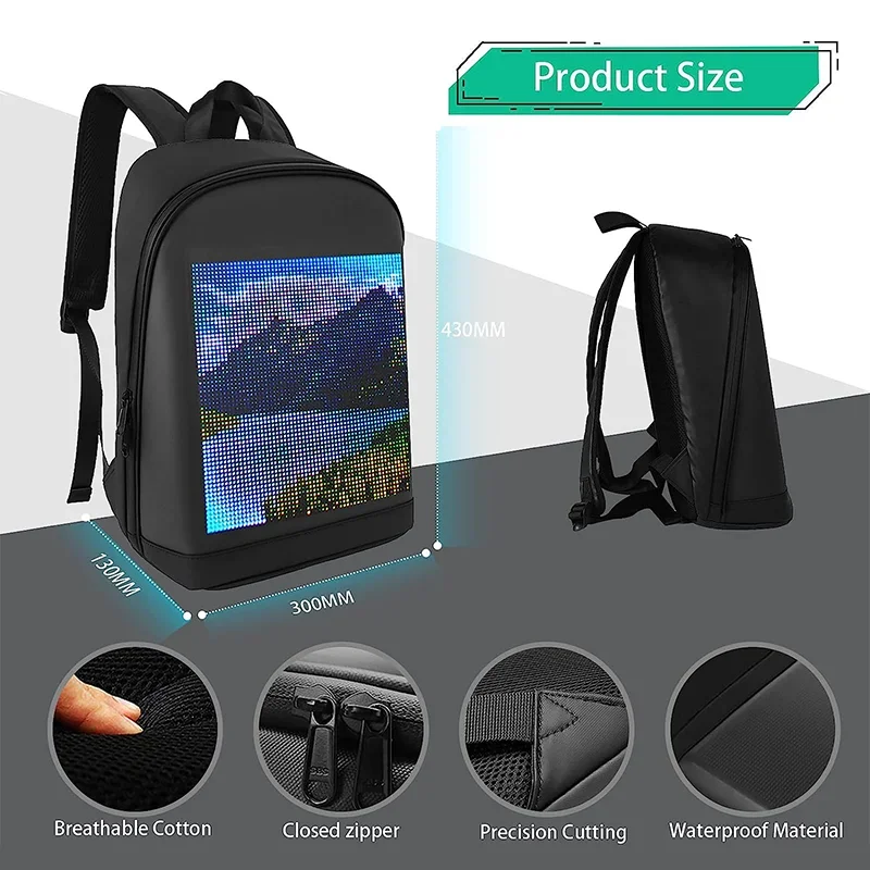 Newest Smart LED Dynamic Backpack BLUETH Men Motorcycle Backpack Customizable Laptop Bag Walking Advertising Bags Backpack