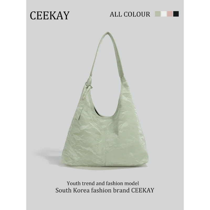 

2026 New CEEKAY Crinkled Tote Bag, Casual Shoulder Bag with Large Capacity, Soft Hobo Bag for Women Crossbody Bags for Women