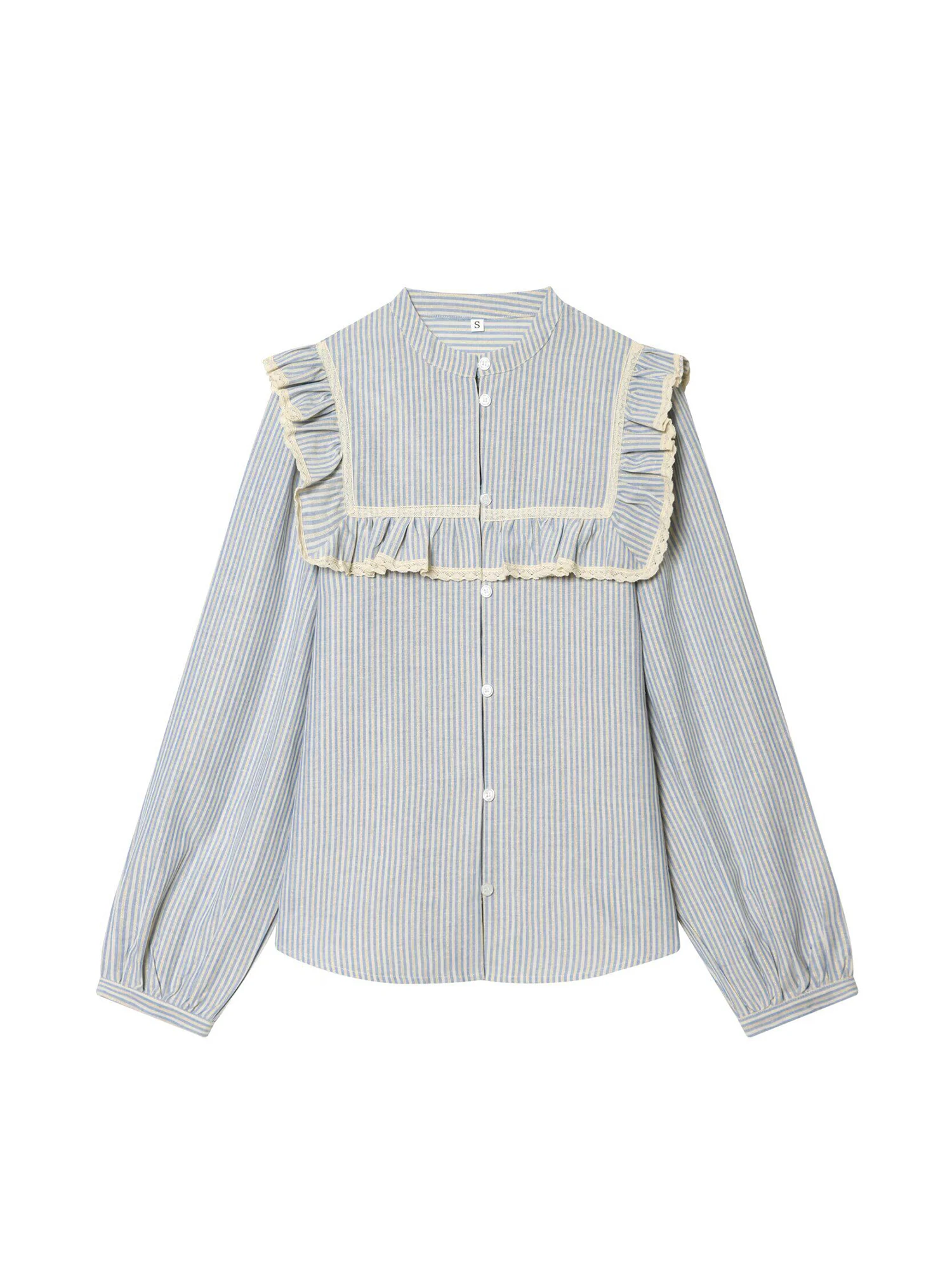 

Women Blue Striped Blouses and Shirts Vintage Elegant 2000s Korean Long Sleeve Cute Shirt For Women Fashion Clothes Spring 2026