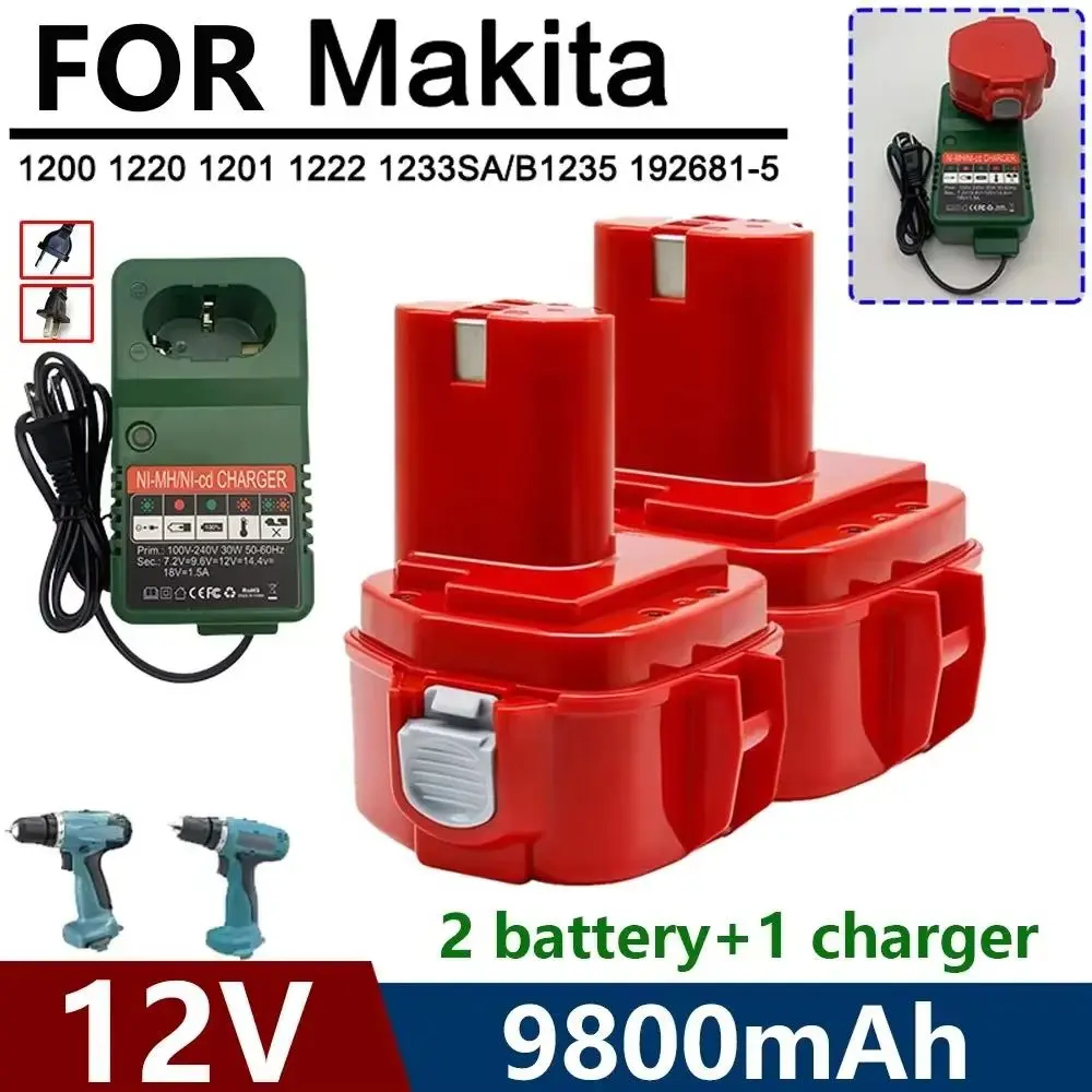 

12V 9800mAh for Makita 12V Batería PA12 1220 1222 1233 1200 1234 1235 1235B 1235F 1235A Screwdriver battery