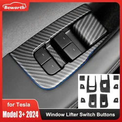 Window Lifter Switch Buttons for Tesla Model 3 Highland 2024 Door Open Handle Lifting Panel Cover Sticker New Model3 Accessories