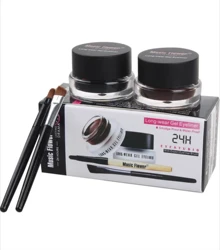 2Pcs\Lot Top Quality Brand Cosmetics 2 in 1 Black and Brown Waterproof Eyeliner Gel with Brush Makeup Eye Liner Beauty Tools