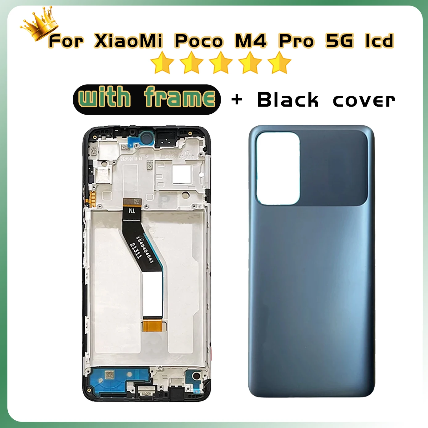 For Xiaomi POCO M4 Pro 5G LCD Display Screen For Xiaomi POCO M4Pro 21091116AG Screen 10 Touch Panel Assembly Back Cover