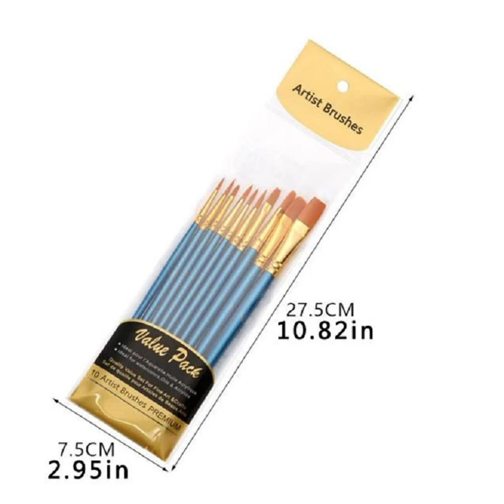 10 Stuks Nylon Wol Krijtborstel Set Multifunctionele Verfkwast Schilderij Benodigdheden