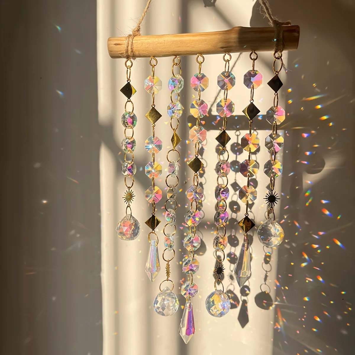 Fantasy Crystal Wind Chime Hanging Window Room Illusion Rainbow Wisząca dekoracja ścienna Suncatcher Gift