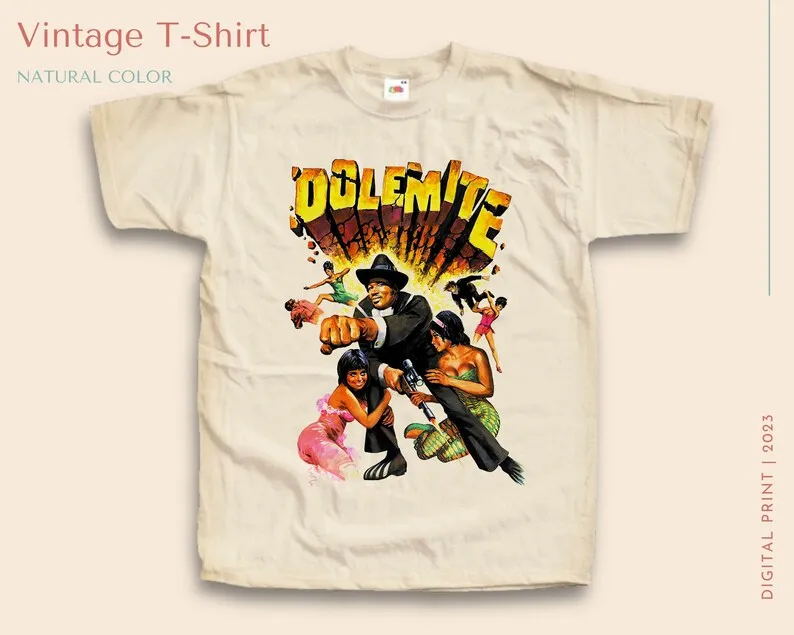 Винтажная Футболка Dolemite V1, мужская и женская футболка естественного цвета, унисекс, Размеры цифрового принта