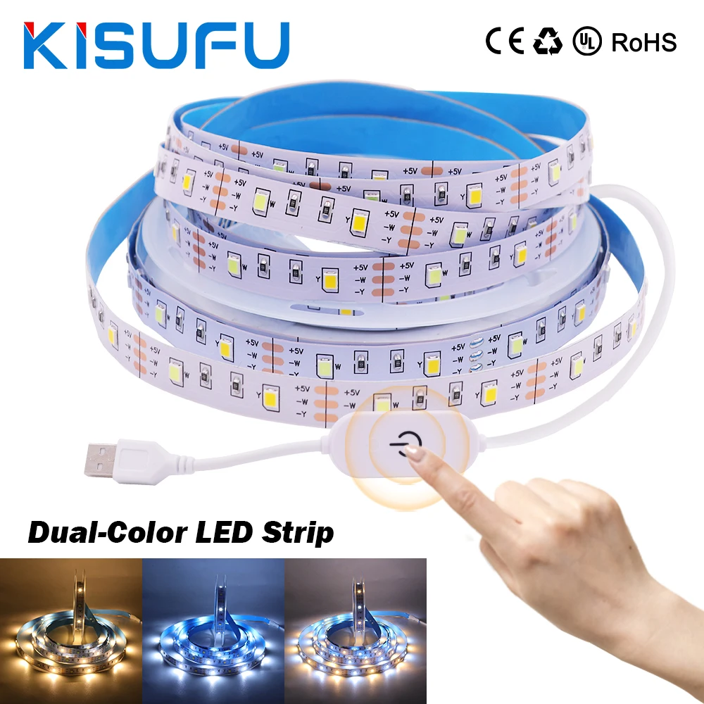 

5V USB LED Lights Strip Dual Color With Touch Dimmer Linear Indoor Lighting for TV Backlight Christmas DIY Party Room Decor 1-5M
