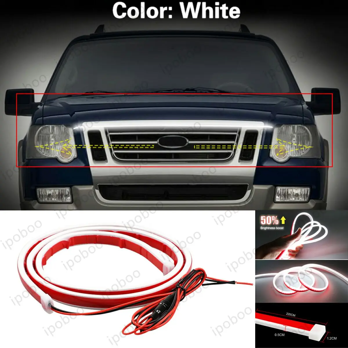 

86" LED Hood Light Strip For Ford Explorer 2006-2010 Flexible Dynamic Scan Start Up Hoodbeam Kit Engine Cover Decoration Light