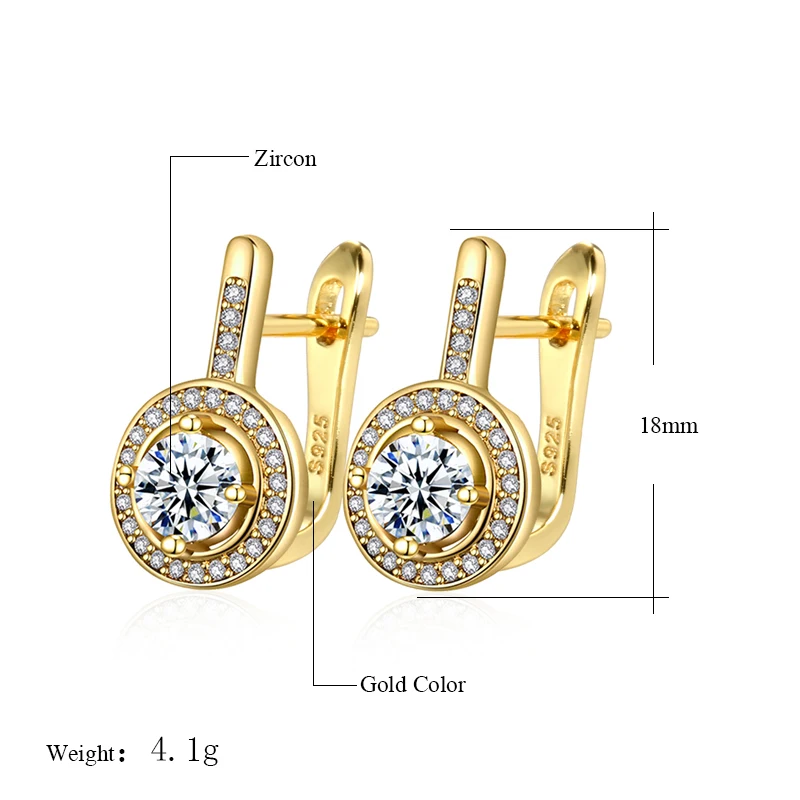 Classic Full Zircon Silver Color Round Geometric Dangle Earrings for Women Trendy Party Jewelry Daily Accessories