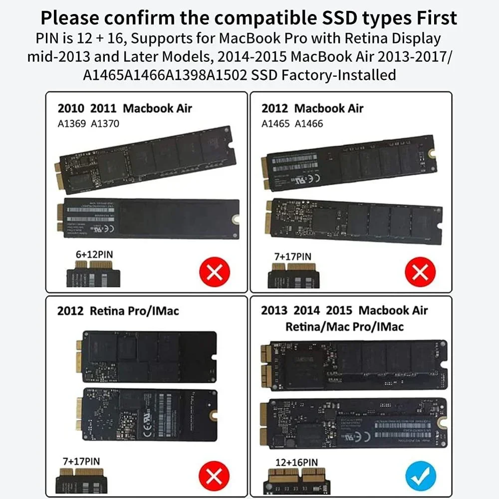 Acasis 20Gbps Apple SSD إغلاق embook لـ Macbook-12 + 16 دبوس