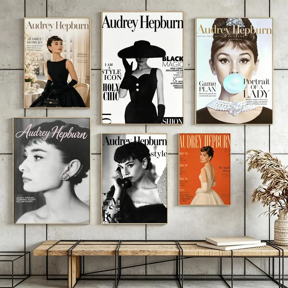 Person Audrey Hepburn Poster Poster HD Printing  Minimal Industrial Style Wall Art Home Decor For Bedroom Living Room Gift